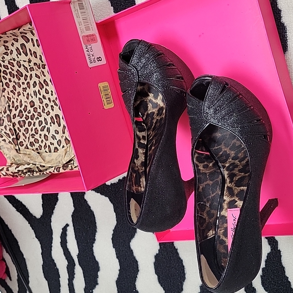 Betsy black glitter stilettos